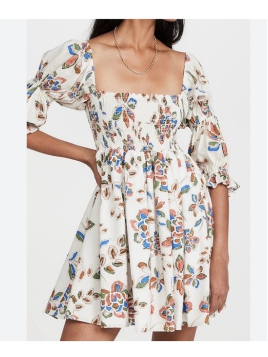 MISA Los Angeles Dresses & Skirts - MISA Los Angeles Zadie Floral Smocked Mini Dress L Puff Sleeve Boho